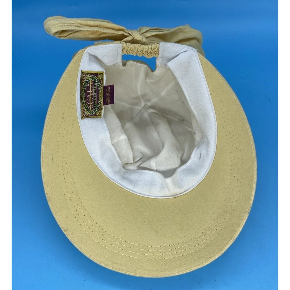 SCALA COLLEZIONE Women's Ohana Cotton Facesaver Sun Hat Pale Yellow Back Bow